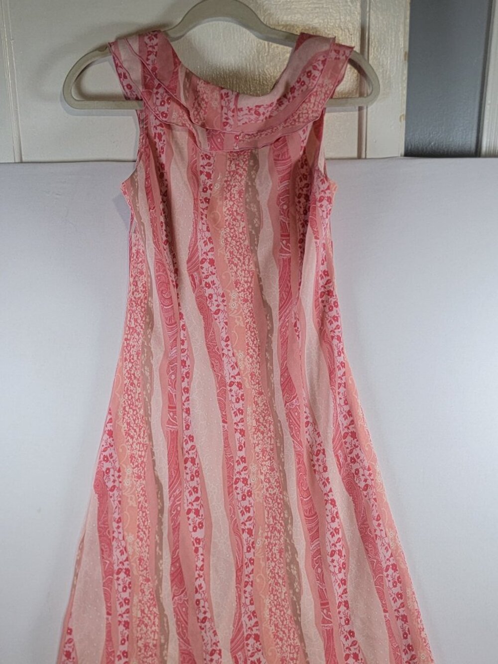 Charity Pink Paisley Floral Stripe Midi Dress Size XS